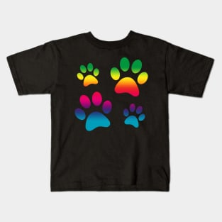 Cute Dog Gifts with Dog Pawprint Stencil Kids T-Shirt